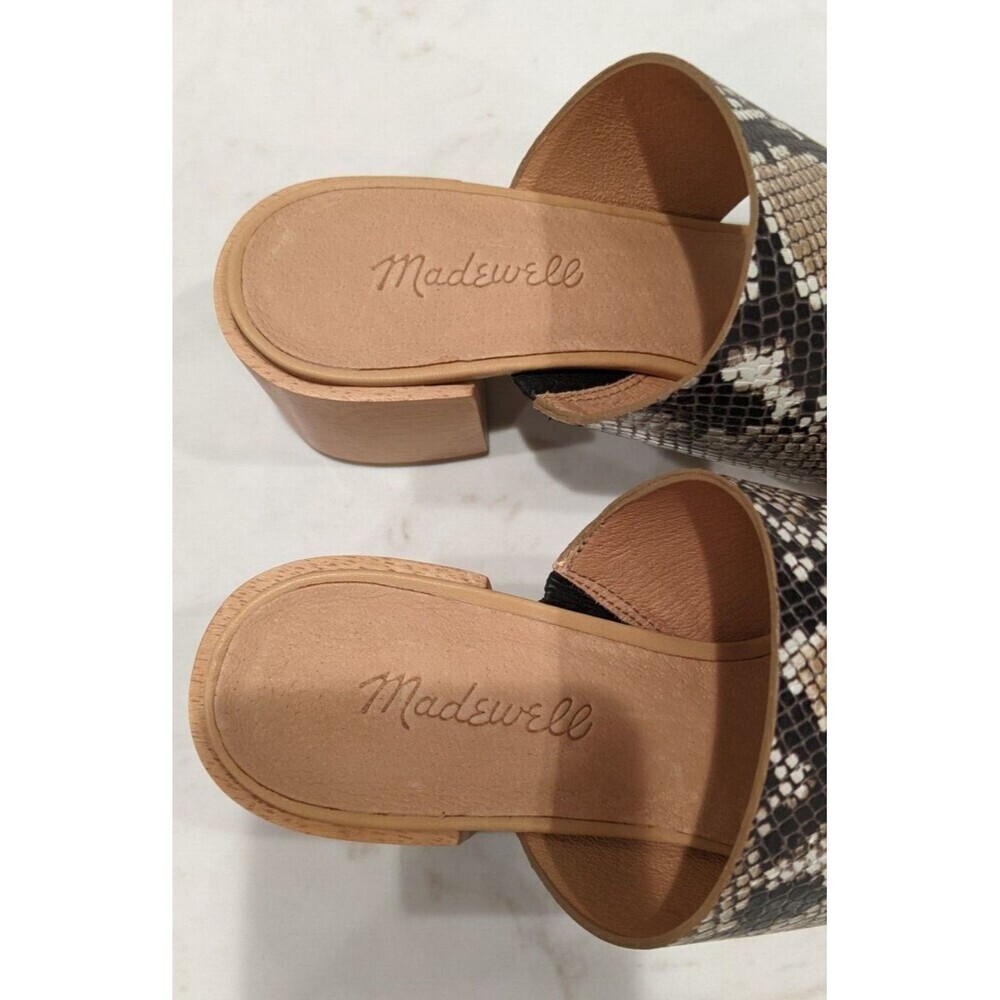 NWOT~Madewell Kiera Mule Sandal Sz 9 Slip On Snake Embossed Leather Block Heel - Picture 7 of 10